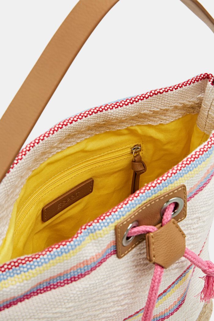 Vegan : le sac seau à rayures colorées, PINK, detail image number 4