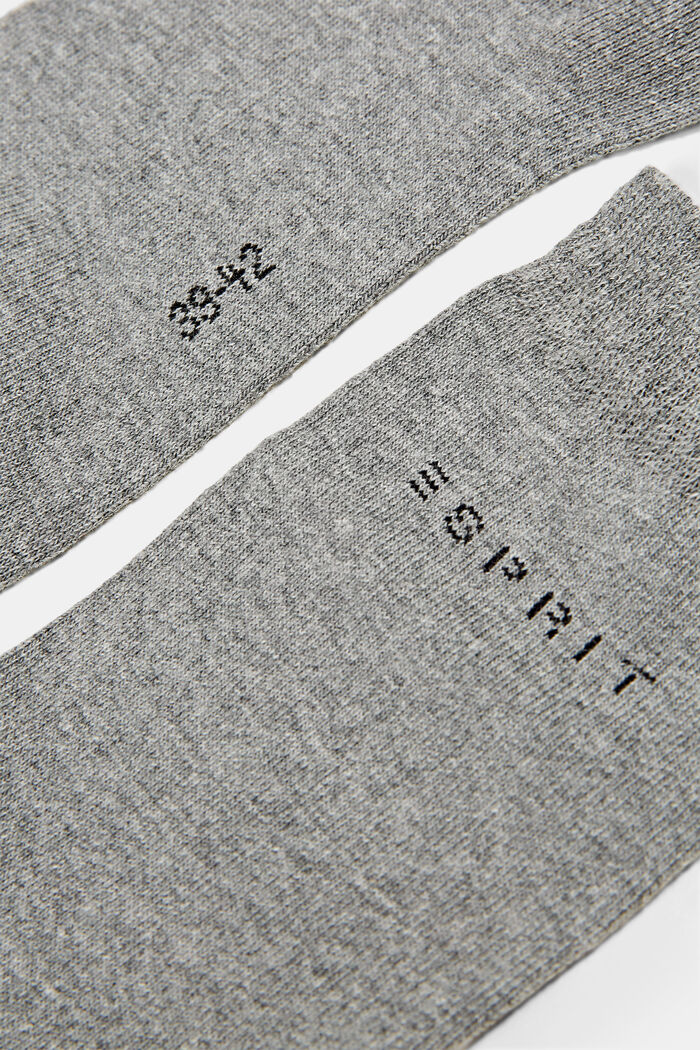 Lot de 2 paires de chaussettes ornées d’un logo en maille, coton biologique, LIGHT GREY MELANGE, detail image number 1