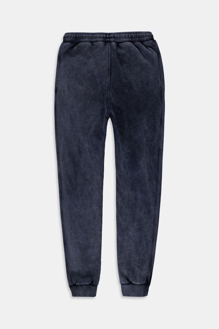 Pantalon de jogging au look délavé, 100 % coton, BLUE DARK WASHED, detail image number 1