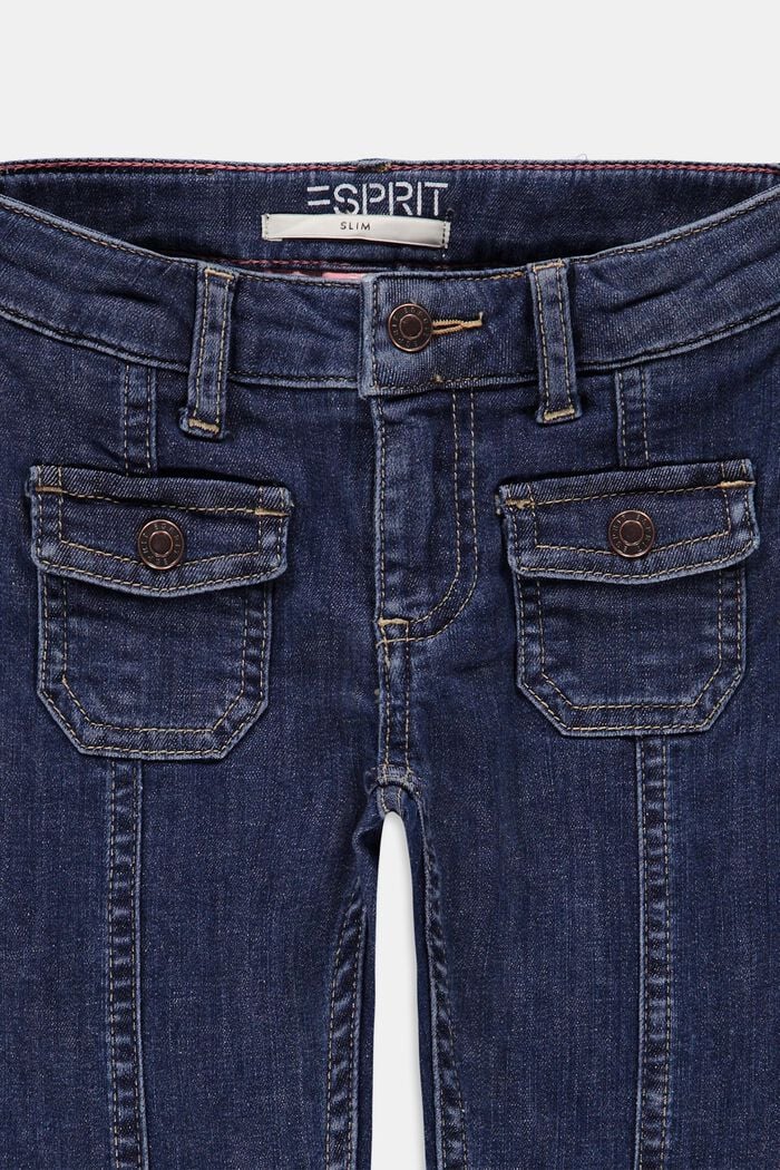 Jean à poches plaquées et taille ajustable, BLUE DARK WASHED, detail image number 2