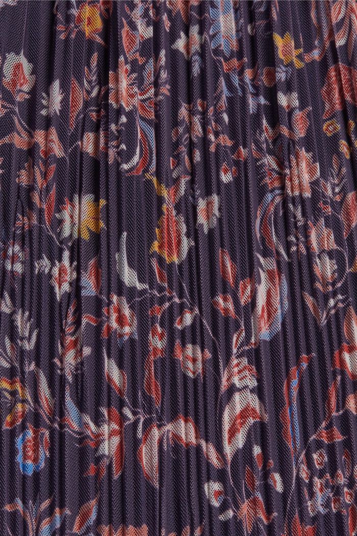 Robe en mesh plissée ornée d'un imprimé à fleurs, NAVY, detail image number 4
