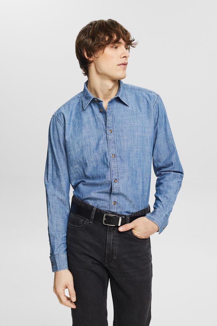 Chemise en jean à col boutonné, BLUE MEDIUM WASHED, detail image number 0