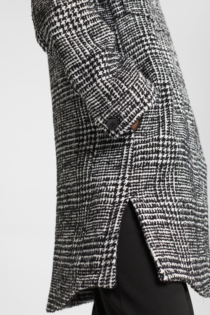 Manteau à carreaux en laine mélangée, BLACK, detail image number 5