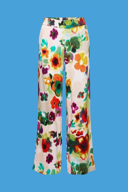 Pantalon à jambes larges et imprimé à fleurs