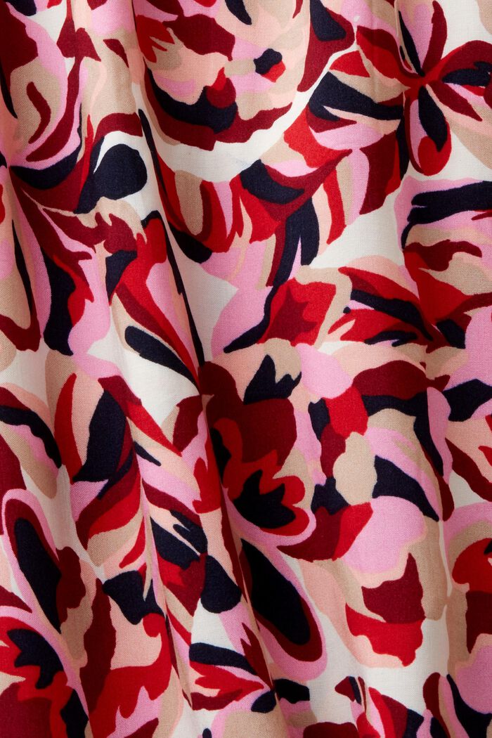 Robe tube smockée, longueur midi, à motif à fleurs, DARK RED, detail image number 4