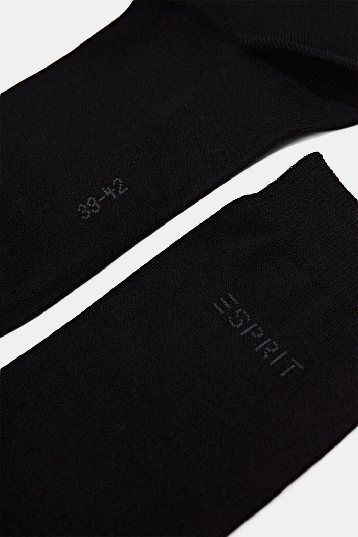 Lot de 2 paires de chaussettes ornées d’un logo en maille, coton biologique, BLACK, detail image number 1