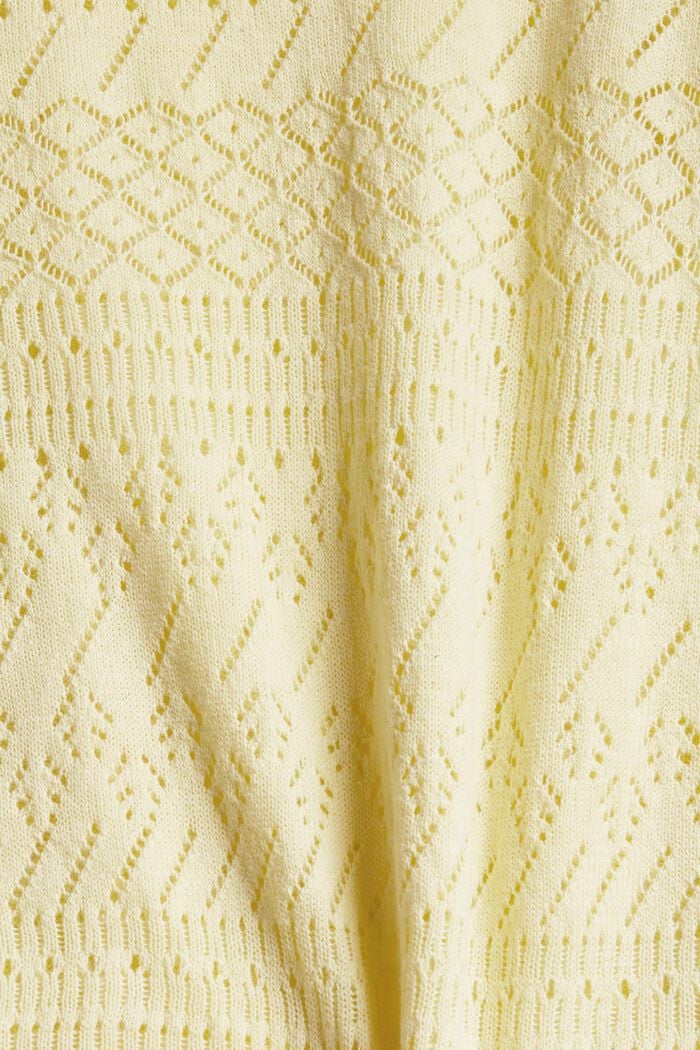 En lin mélangé : le cardigan orné de dentelle crochetée, LIME YELLOW, detail image number 4