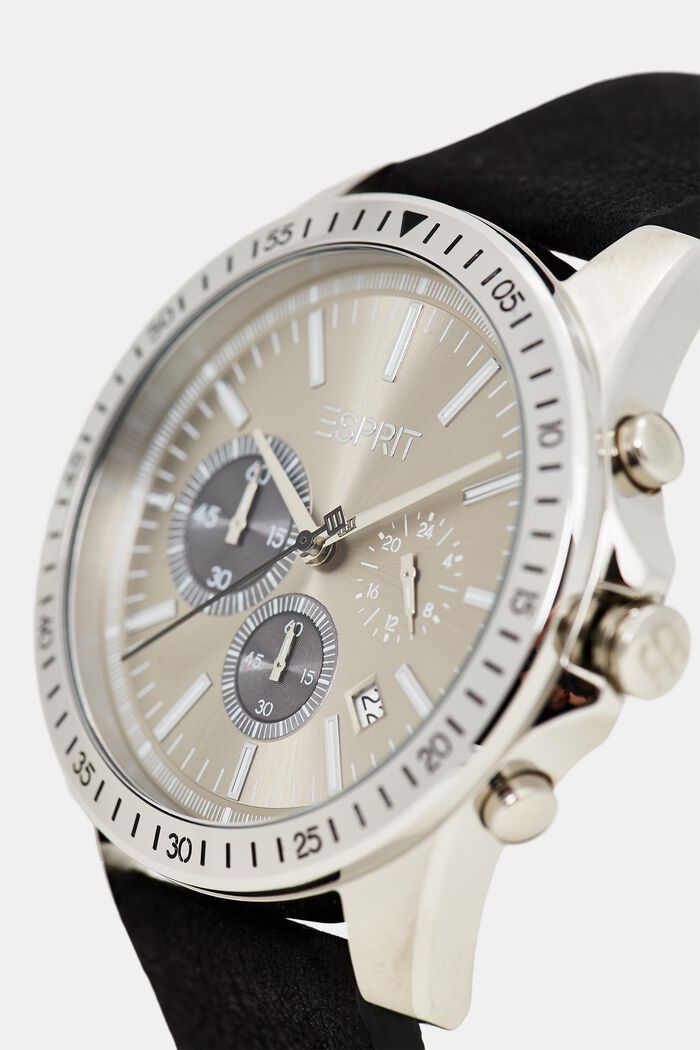 Végane : la montre chronographe en acier inoxydable, BLACK, detail image number 1