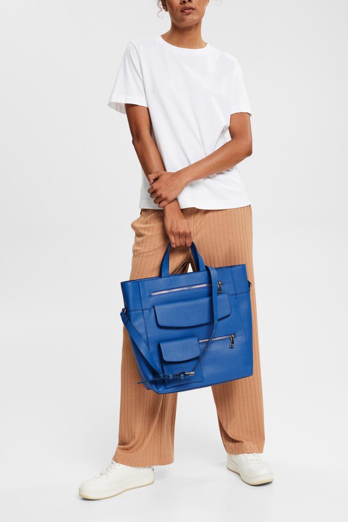 Grand sac porté épaule en similicuir, BLUE, detail image number 3