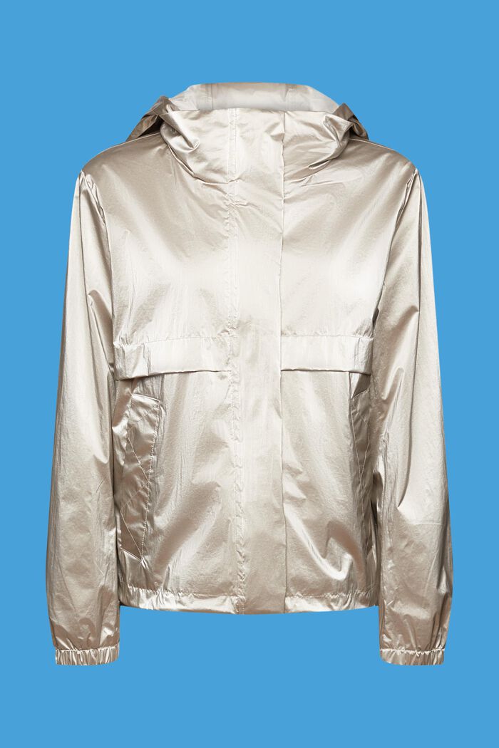 Veste à capuche à la brillance métallique, TAUPE, detail image number 7