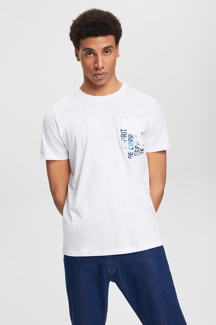 T-shirt à imprimé, en jersey, WHITE, detail image number 0