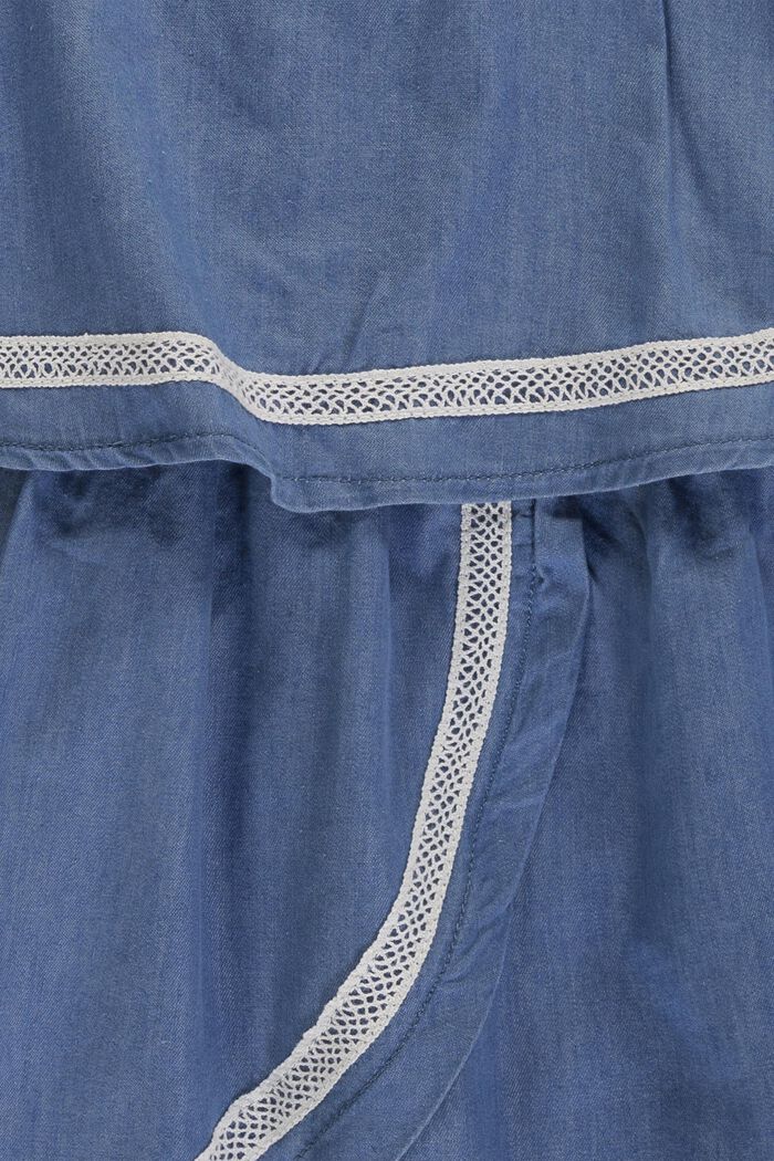 En lyocell : la robe au look denim ornée de dentelle, BLUE LIGHT WASHED, detail image number 2