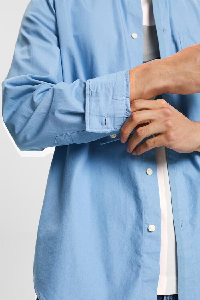 Chemise à col boutonné en popeline, 100 % coton, LIGHT BLUE, detail image number 4