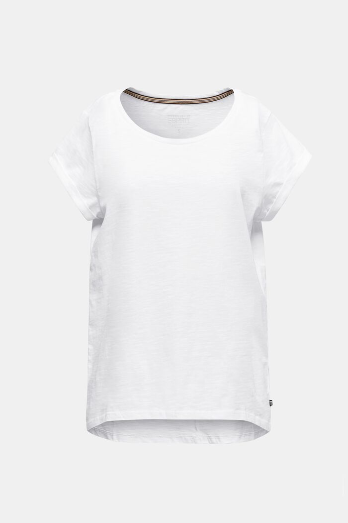 T-shirt flammé vaporeux 100 % coton, WHITE, detail image number 0