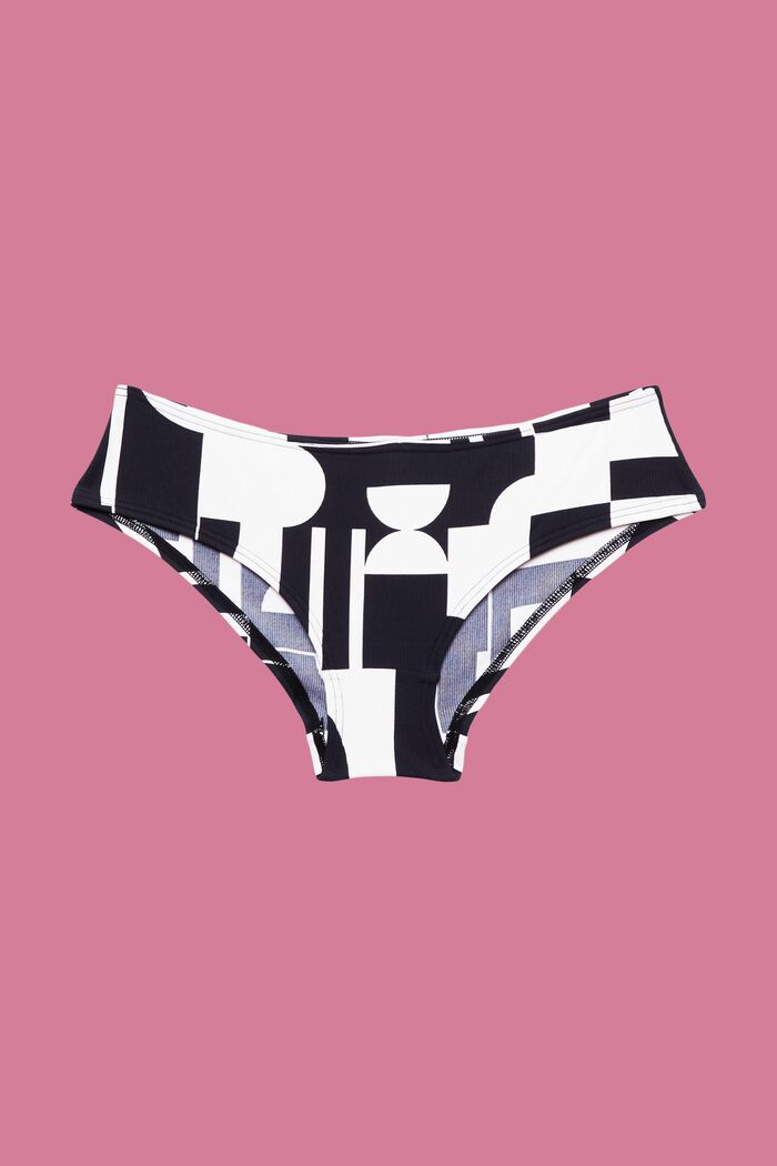 Bas de bikini taille basse à imprimé rétro, BLACK, detail image number 4