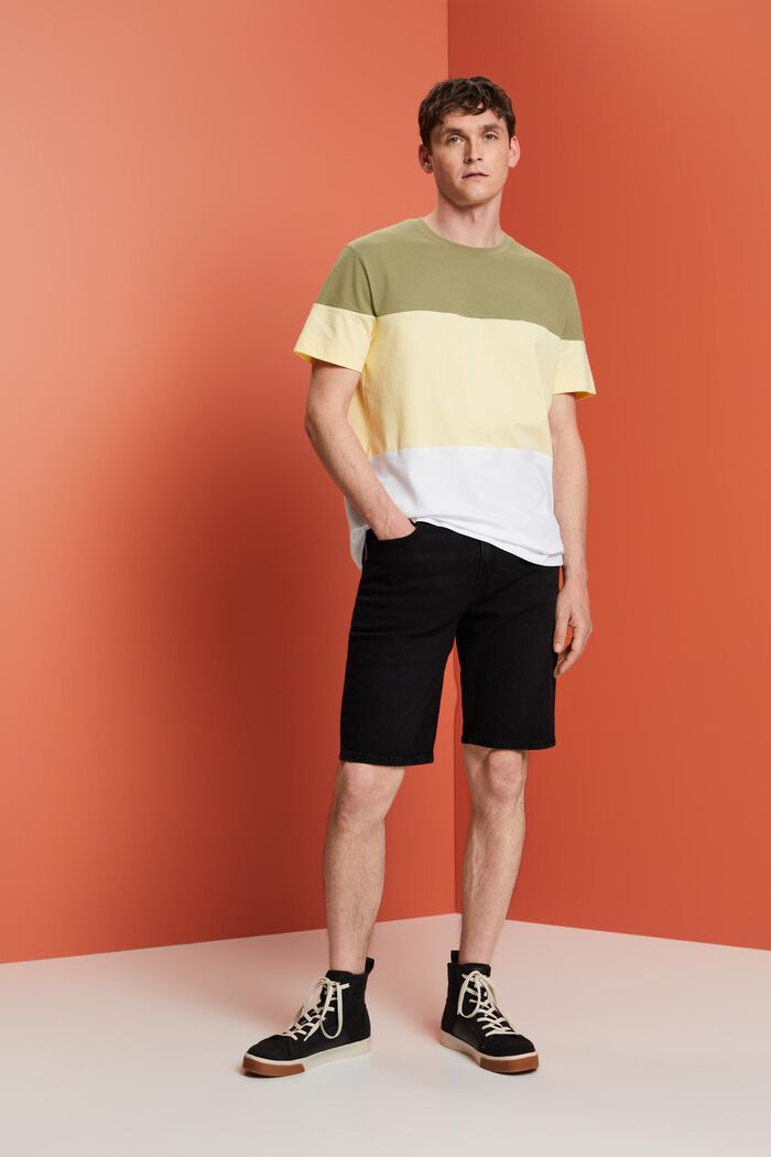 T-shirt color block, 100 % coton, LIGHT KHAKI, detail image number 1