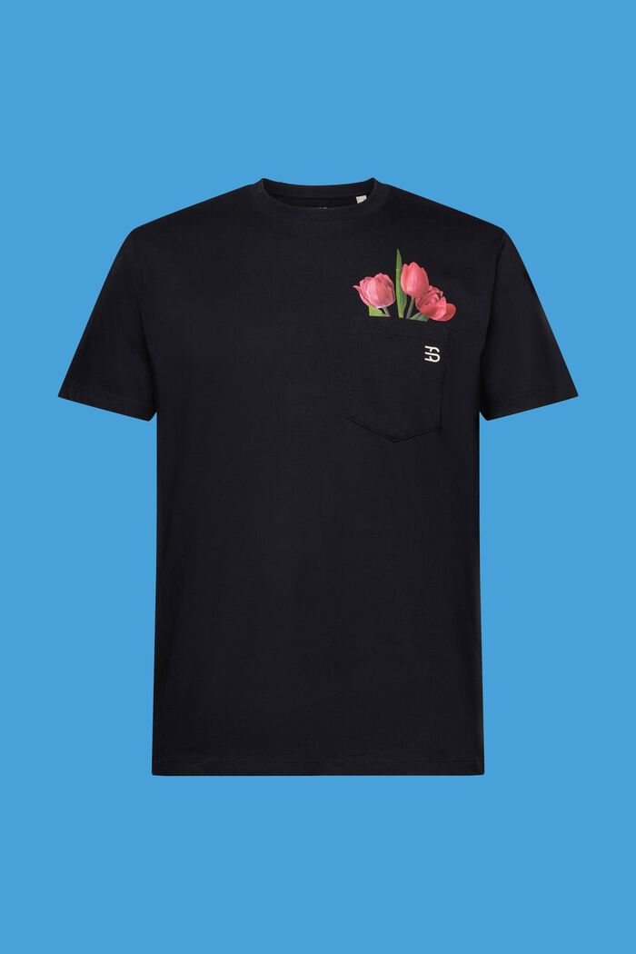 T-shirt en jersey à imprimé, 100 % coton, BLACK, detail image number 6