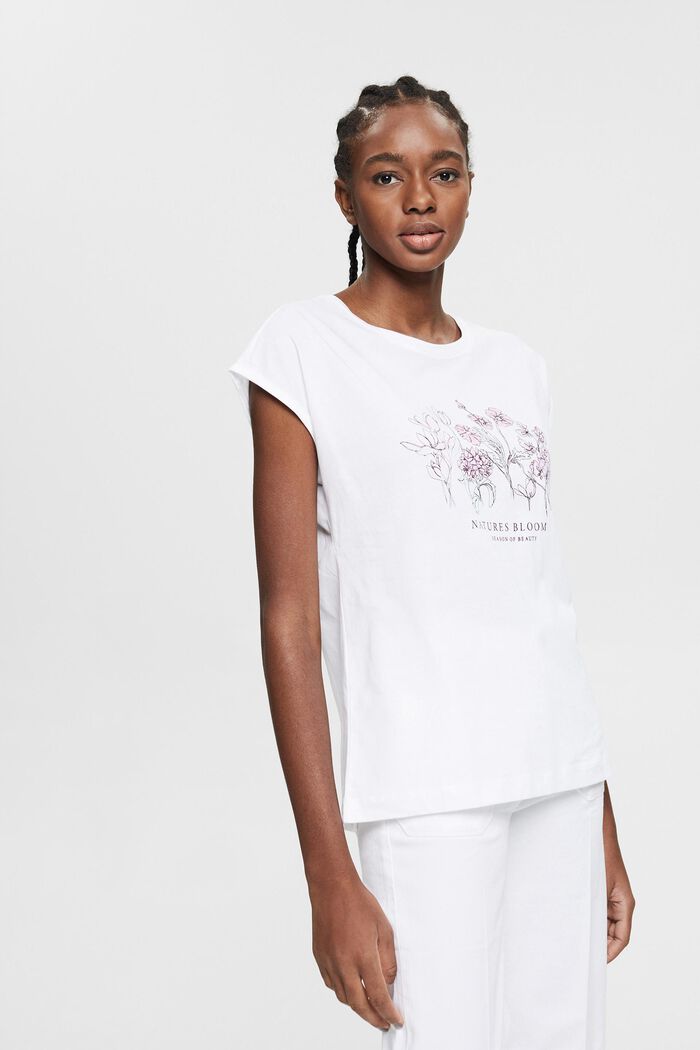 T-shirt à imprimé, bio coton, WHITE, detail image number 0