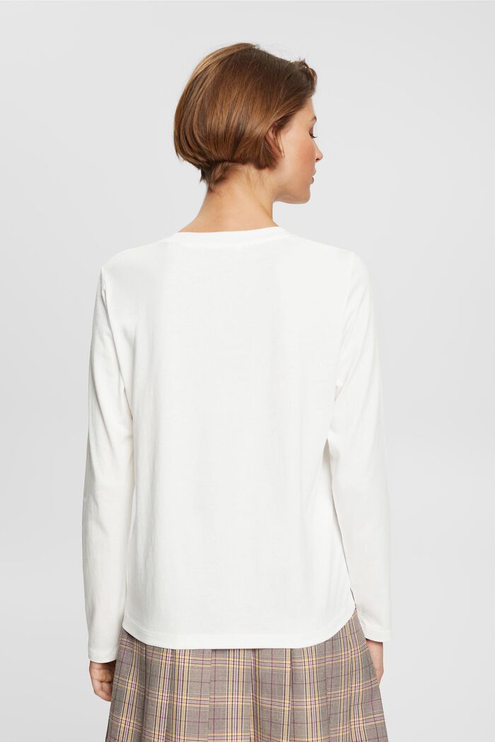 T-shirt à manches longues et imprimé, 100 % coton, OFF WHITE, detail image number 3