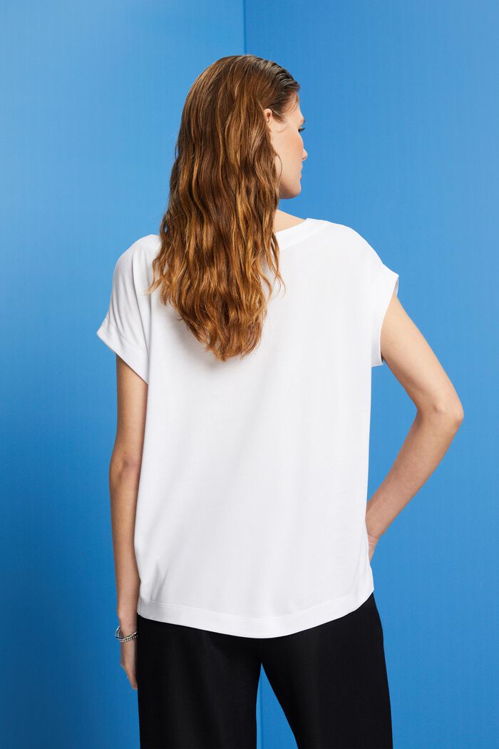 T-shirt en mélange de matière, LENZING™ ECOVERO™, WHITE, detail image number 3