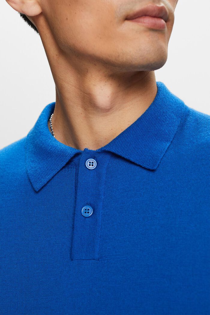 Pull-over en laine de style polo, BRIGHT BLUE, detail image number 3