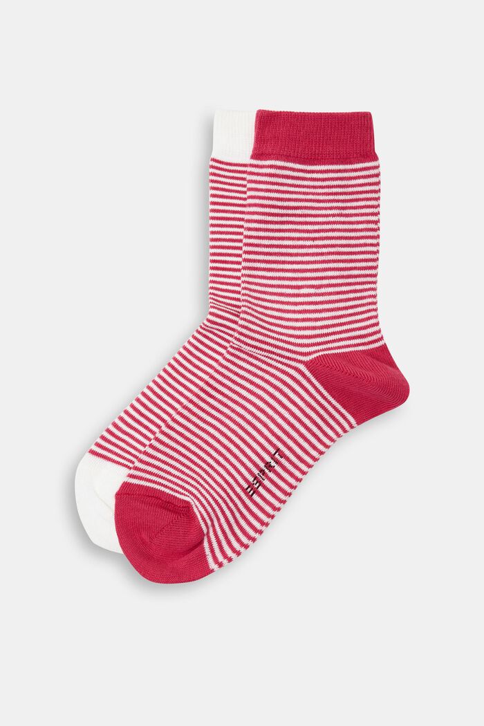 Chaussettes à rayures en lot de 2, en coton biologique, RED, detail image number 0