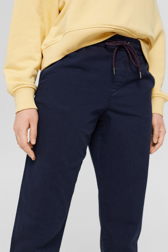 Pantalon en coton Pima doté d´un cordon de serrage à la taille, NAVY, detail image number 0