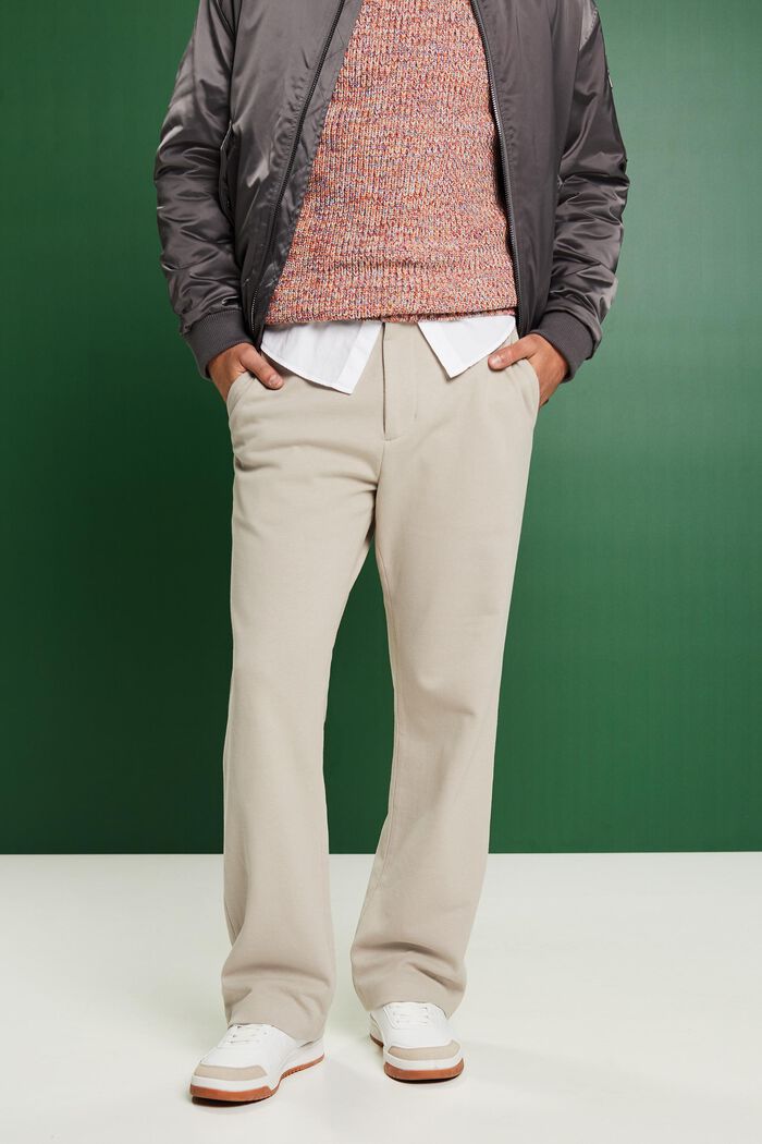 Pantalon en maille de coton mélangé, BEIGE, detail image number 0