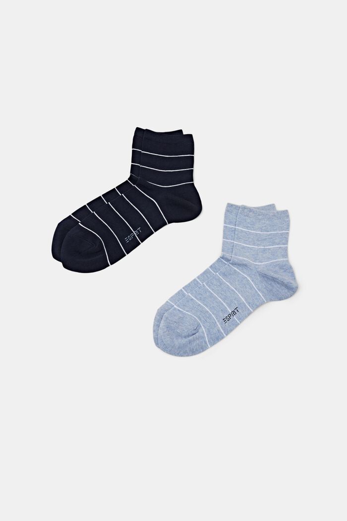 Lot de 2 paires de chaussettes en grosse maille rayées, NAVY/BLUE, detail image number 0
