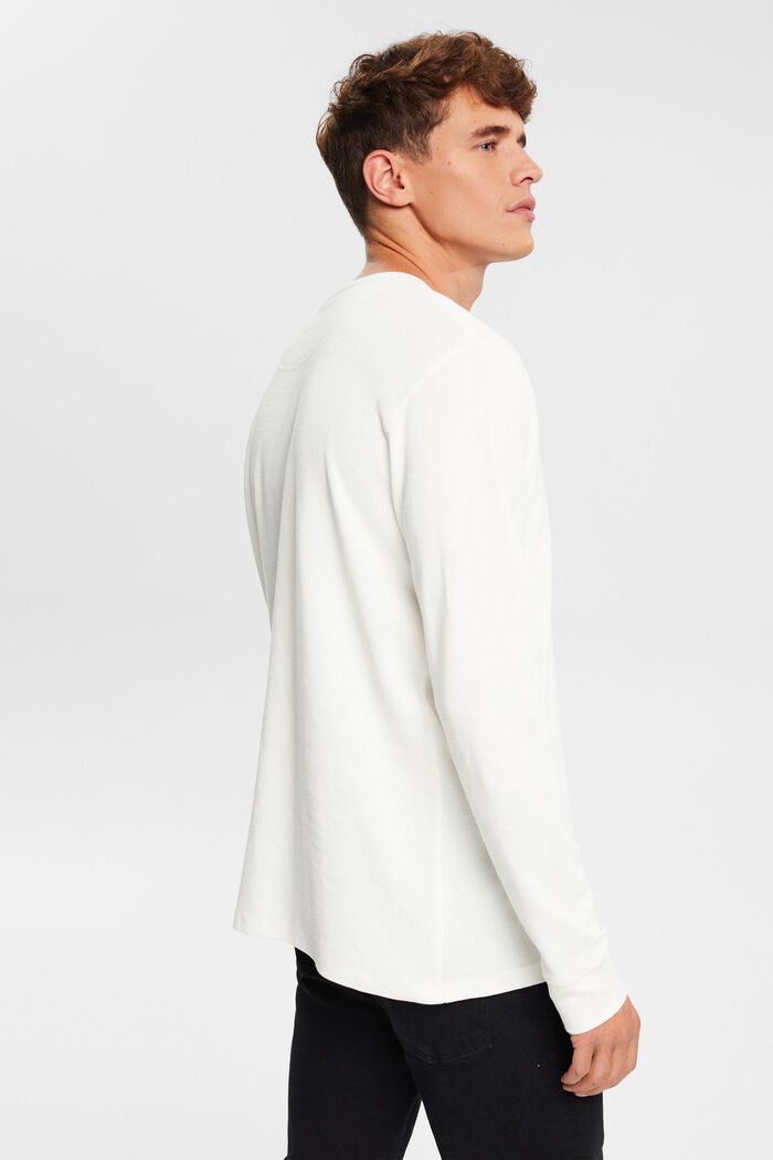 T-shirt à manches longues en maille piquée gaufrée, OFF WHITE, detail image number 4