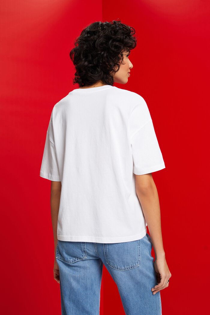 T-shirt en coton imprimé, WHITE, detail image number 3