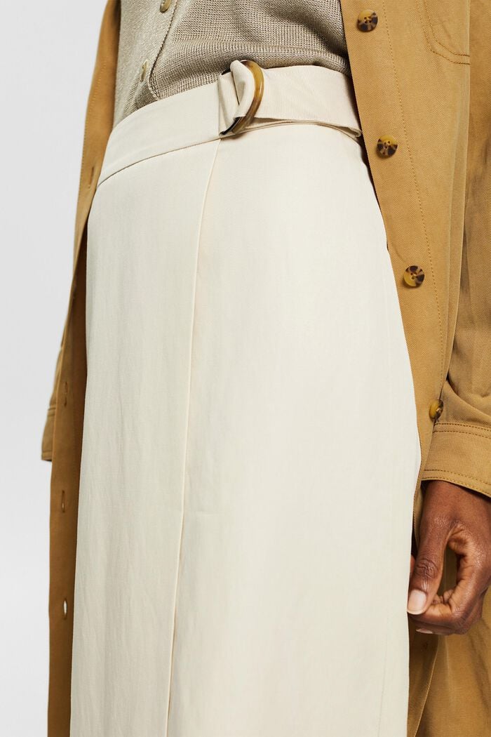 À teneur en lin : la jupe longueur midi aspect portefeuille, LIGHT BEIGE, detail image number 2