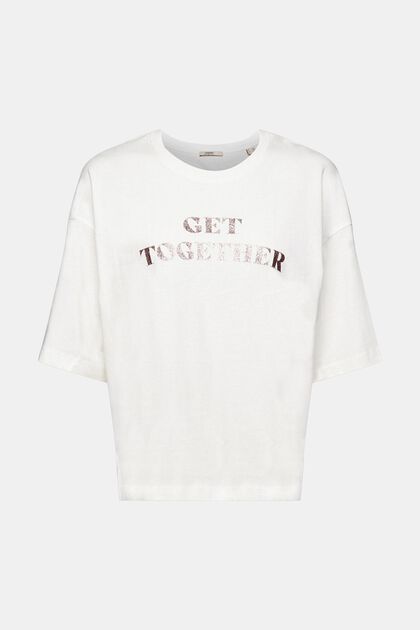 T-shirt à imprimé scintillant, OFF WHITE, overview