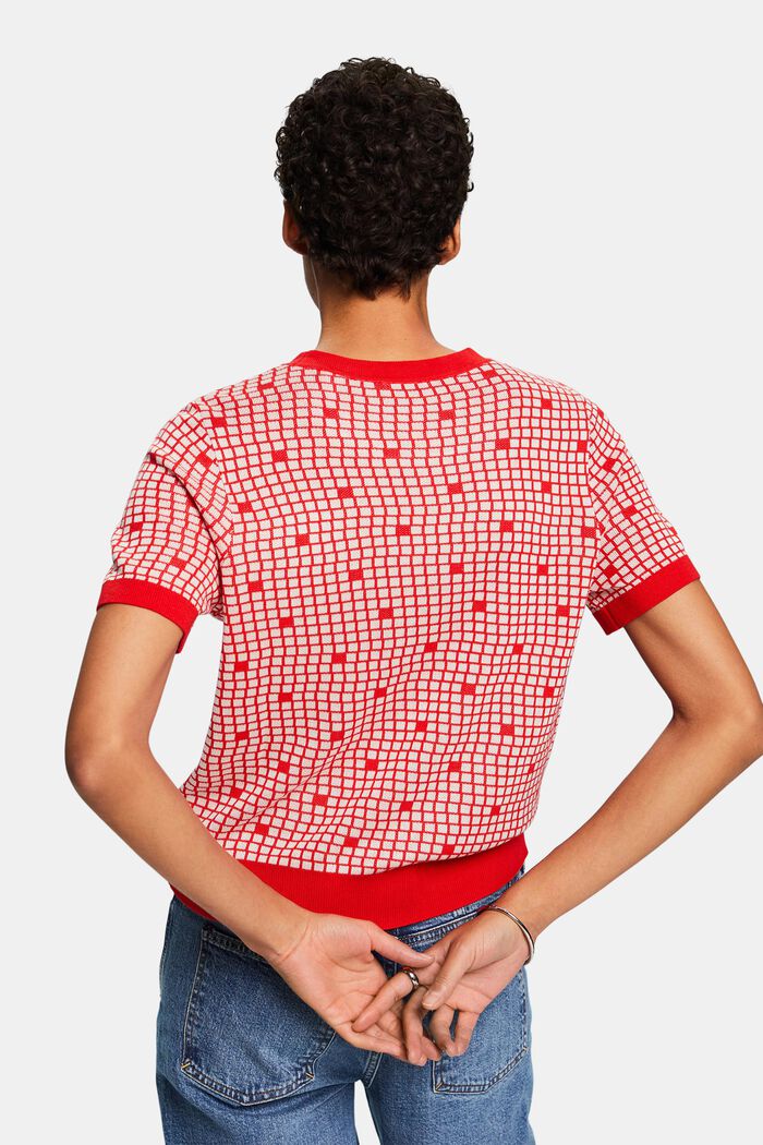 Sweat-shirt jacquard à col ras-du-cou, RED, detail image number 2