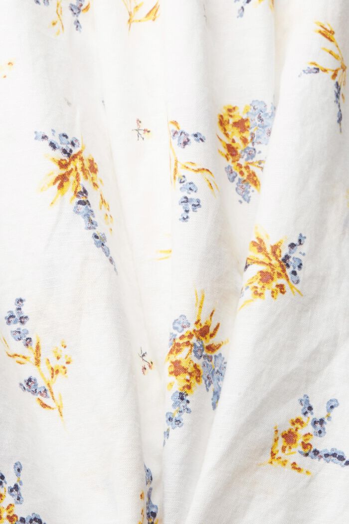 En lin mélangé : le chemisier à motif floral, OFF WHITE, detail image number 4