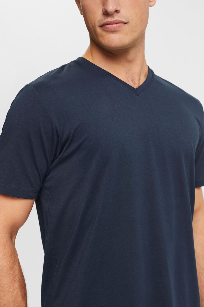 T-shirt à encolure en V en coton durable, NAVY, detail image number 2