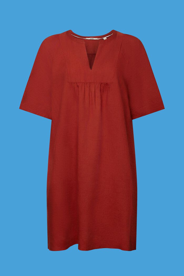 Mini-robe, mélange de coton et de lin, TERRACOTTA, detail image number 6