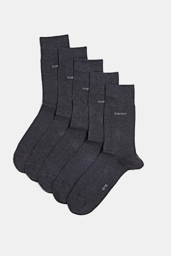 5 paires de chaussettes, coton bio mélangé, ANTHRACITE MELANGE, detail image number 0