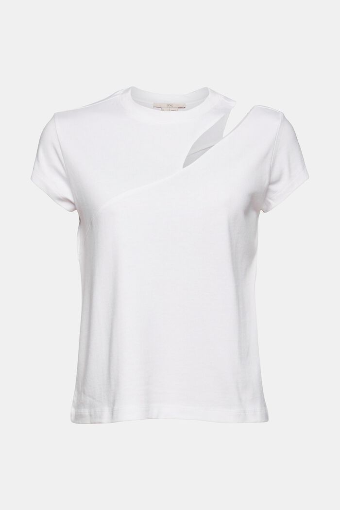 T-shirt doté de découpes, en coton mélangé, WHITE, overview