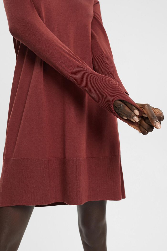 Mini-robe en maille, BORDEAUX RED, detail image number 2