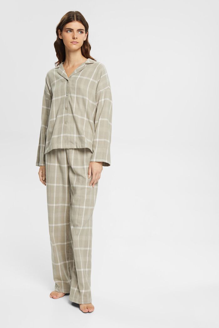 Ensemble de pyjama à carreaux en flanelle, LIGHT KHAKI, detail image number 1