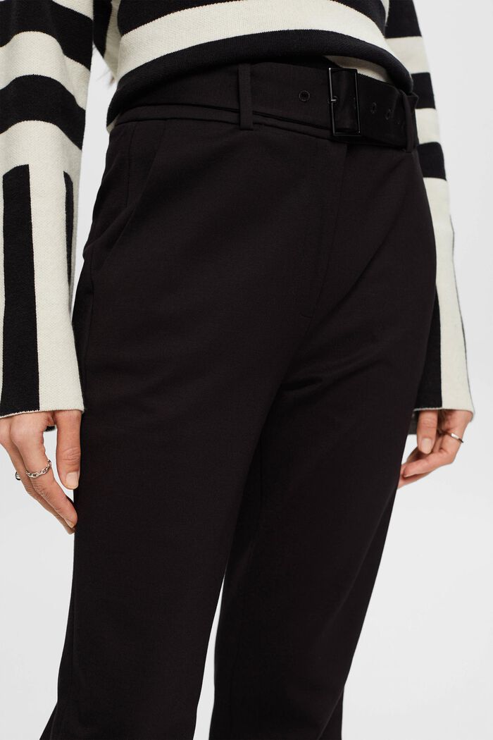 Pantalon taille haute à ceinture, BLACK, detail image number 2