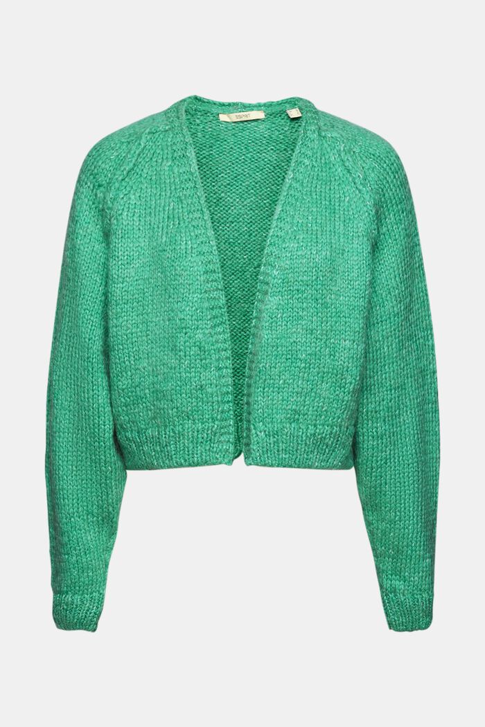 Cardigan en laine mélangée de coupe courte, LIGHT GREEN, detail image number 6
