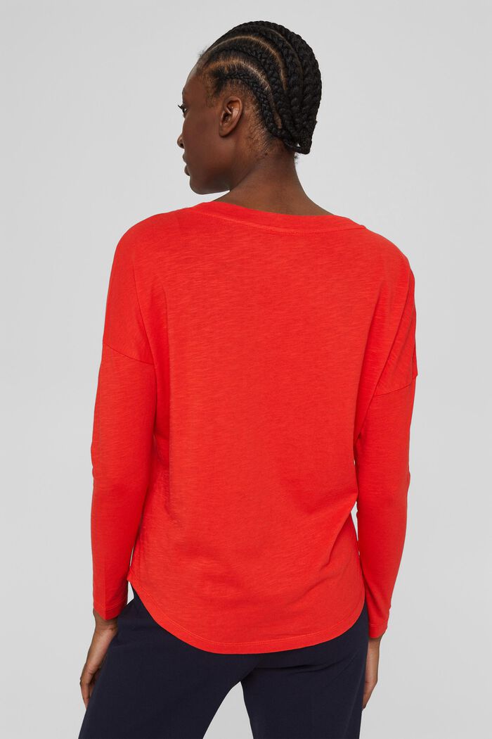 T-shirt à manches longues à poche, coton biologique mélangé, ORANGE RED, detail image number 3