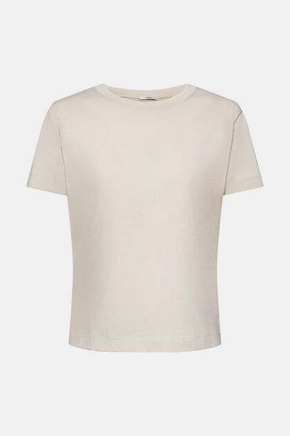 T-shirt à encolure ronde en coton, LIGHT TAUPE, overview