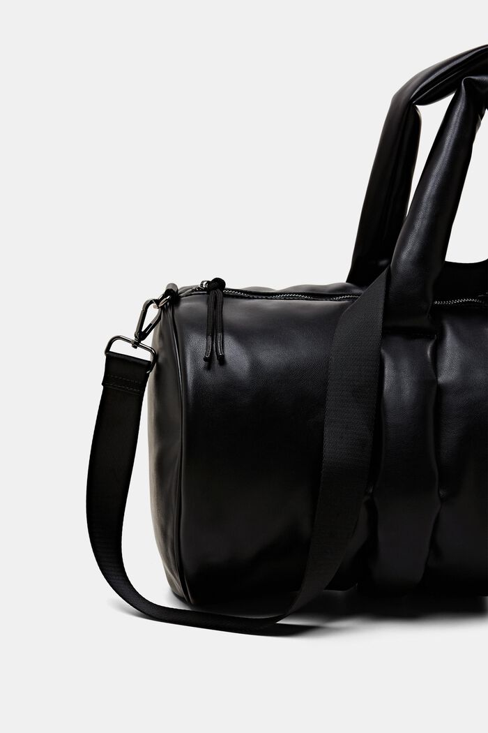 Grand sac doudoune en similicuir, BLACK, detail image number 1