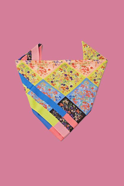 Foulard carré animé d’un motif floral multicolore, BLACK, overview