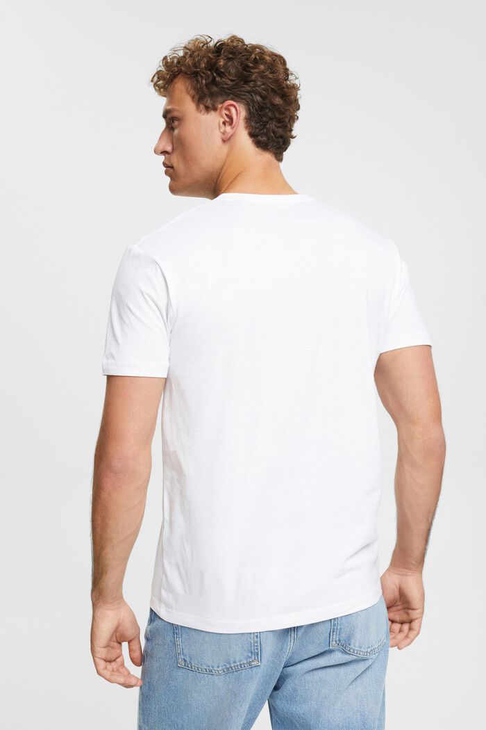 T-shirt à encolure en V en coton durable, WHITE, detail image number 3