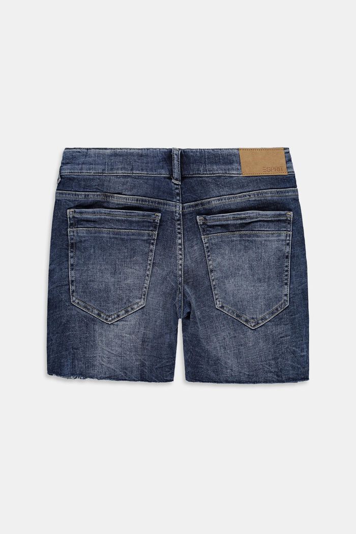 Short en jean au look usé à taille ajustable, BLUE MEDIUM WASHED, detail image number 1