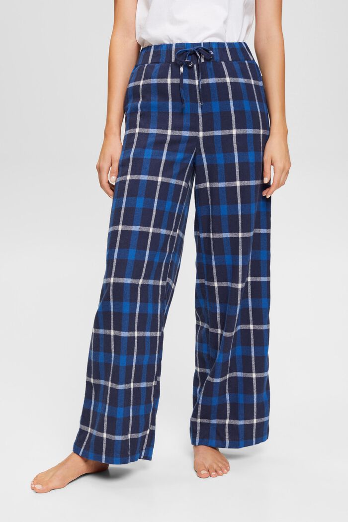 Pantalon de pyjama à carreaux en flanelle de coton, INK, detail image number 0